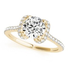 1.32 Ct Round Cut Lab Created Diamond Engagement Wedding Ring 14k Yellow Gold B