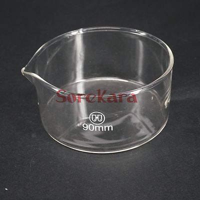 60/90/100/125/150/180mm Glass Crystallizing Dish With Spout For