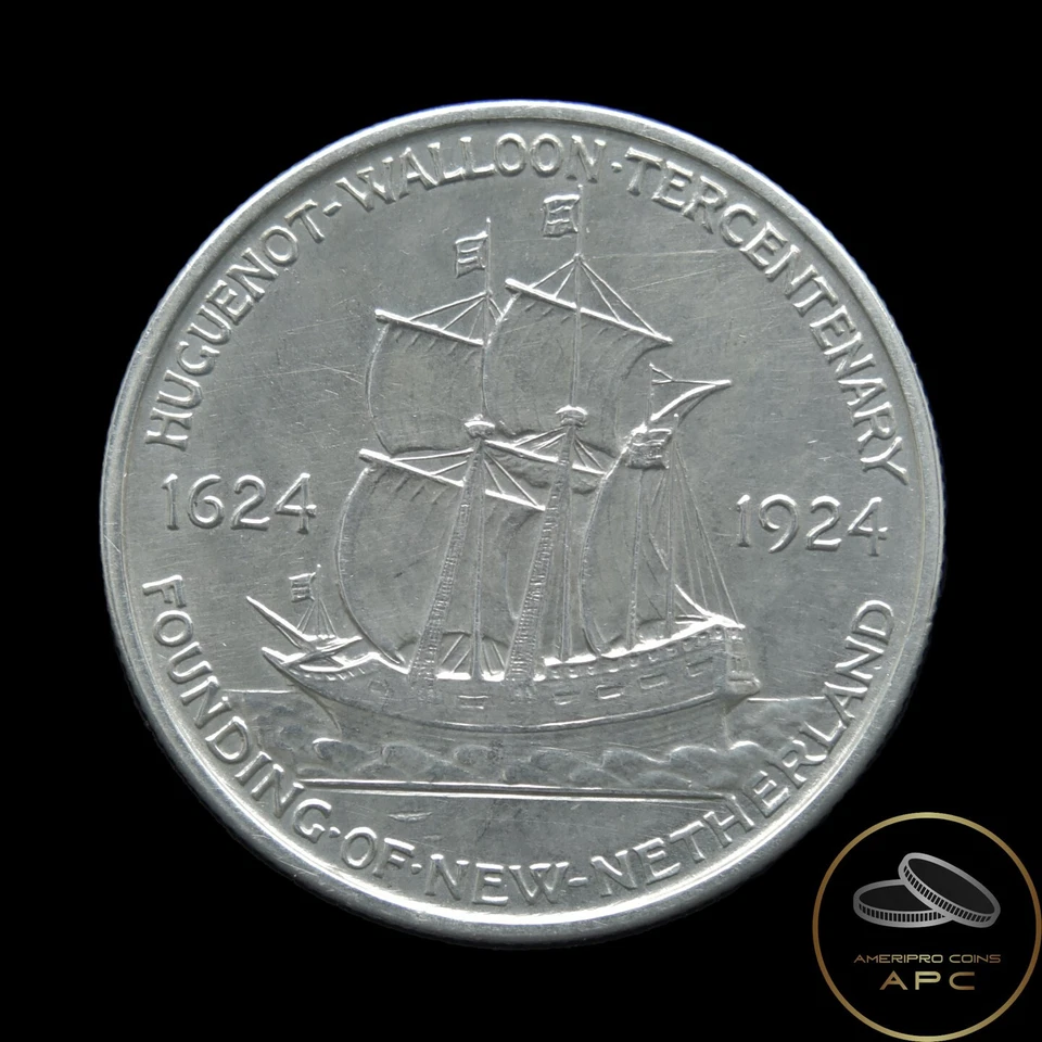 1924 Huguenot Commemorative Half Dollar 90% Silver Choice Gem BU+++ - Image 2 of 2