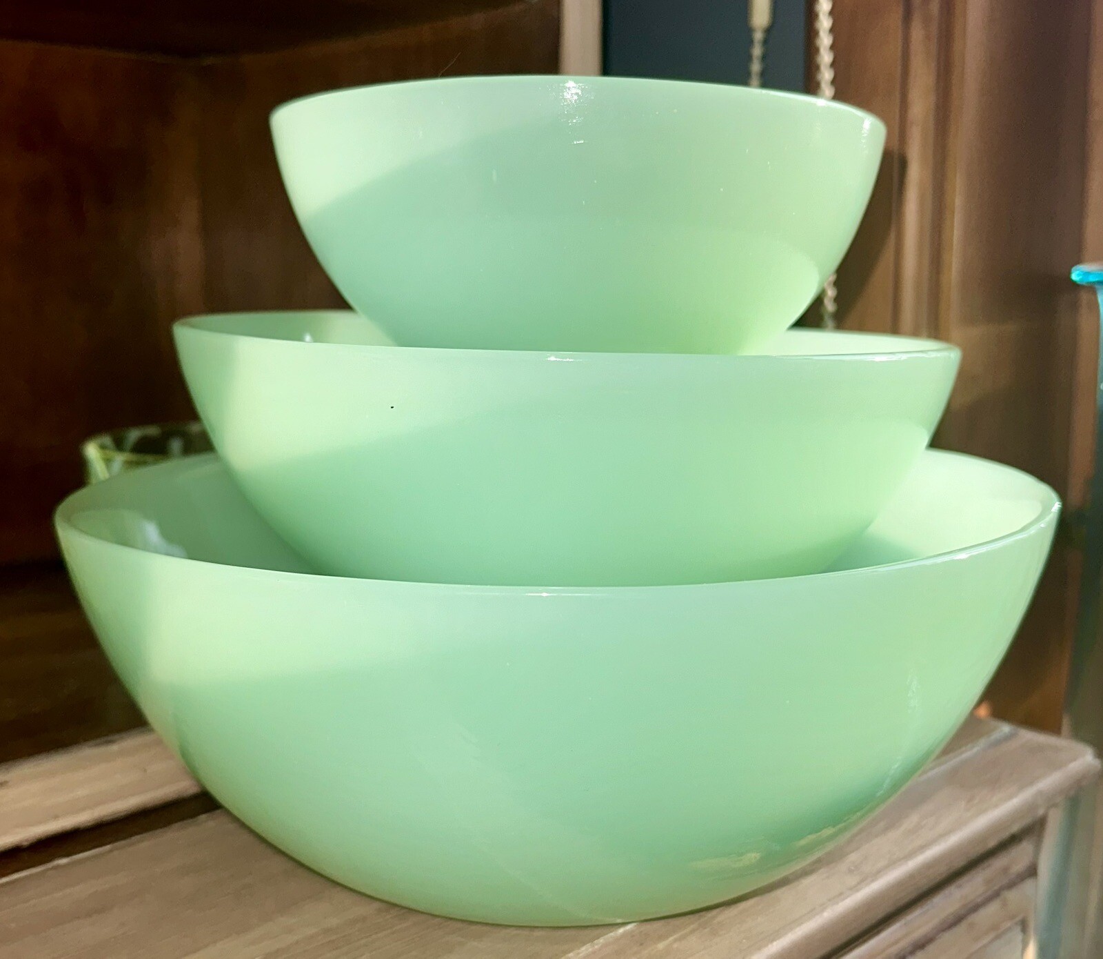 Set Of Three Gibson HTF Jadeite Nesting Bowls eBay