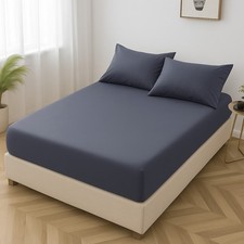 Plain Fitted Bed Sheets - Single Double King Super King - Super Soft Touch✔