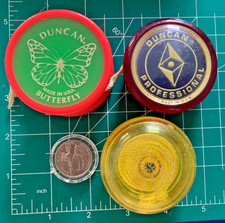 Lot of 3 Vintage Yo-Yos Duncan IMPERIAL Butterfly PROFESSIONAL USA YO-YOS VTG