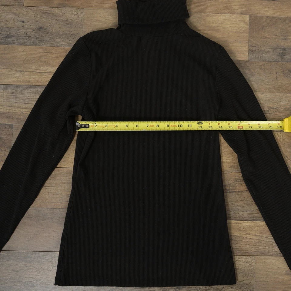 Halogen Women’s M. Black Knit Long Sleeve Folded Turtleneck Ribbed Sweater - Image 4 of 4