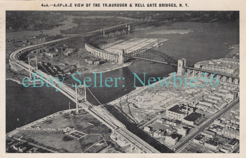 Astoria Queens LI NY - TRIBOROUGH & HELLS GATE RAILROAD BRIDGE - Postcard