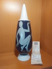 Vaso con coperchio Alessi Tendentse design Alessandro Mendini decoro Mark Kostabi, USA