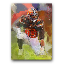 Myles Garrett #3 Art Card Limited 38/50 Edward Vela Signed (Cleveland Browns)