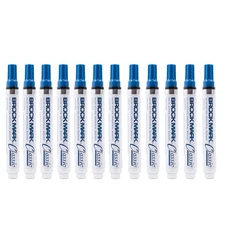 12 Pc Blue Brockmark Classic Industrial Paint Marker Pens Auto Construction Arts
