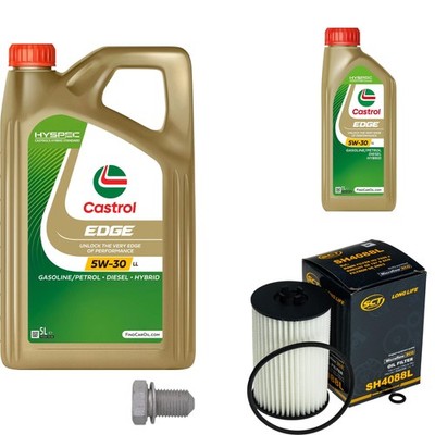 SCT Ölfilter 6L Castrol EDGE Titanium FST 5W-30 LL für VW Skoda Passat Variant