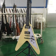 Custom  Electric Guitar Half Pick Guard Chrome Hardware Fly V H-H Pickups