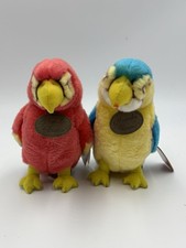 Set Of 2 Russ Berrie Yomiko Classics Colorful Parrots Plush Bird Red Blue Tags