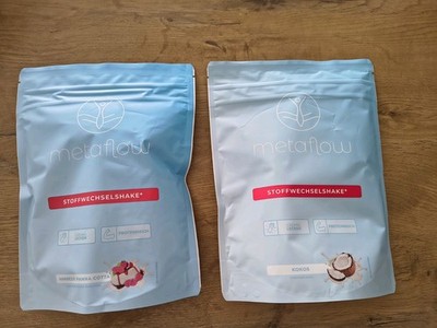 2 x metaflow Stoffwechselshake je 450 g neu ovp Himbeer Panna Cotta + Kokos 
