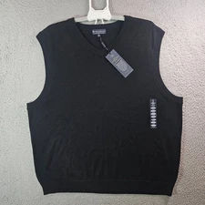 $89 NEW Hart Schaffner Vest Sweater Men 2XB V-Neck 100% Merino Wool Black