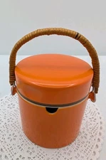 MCM Lagardo Tackett for Schmid Kelco Porcelain Sugar Bowl Orange Retro Small