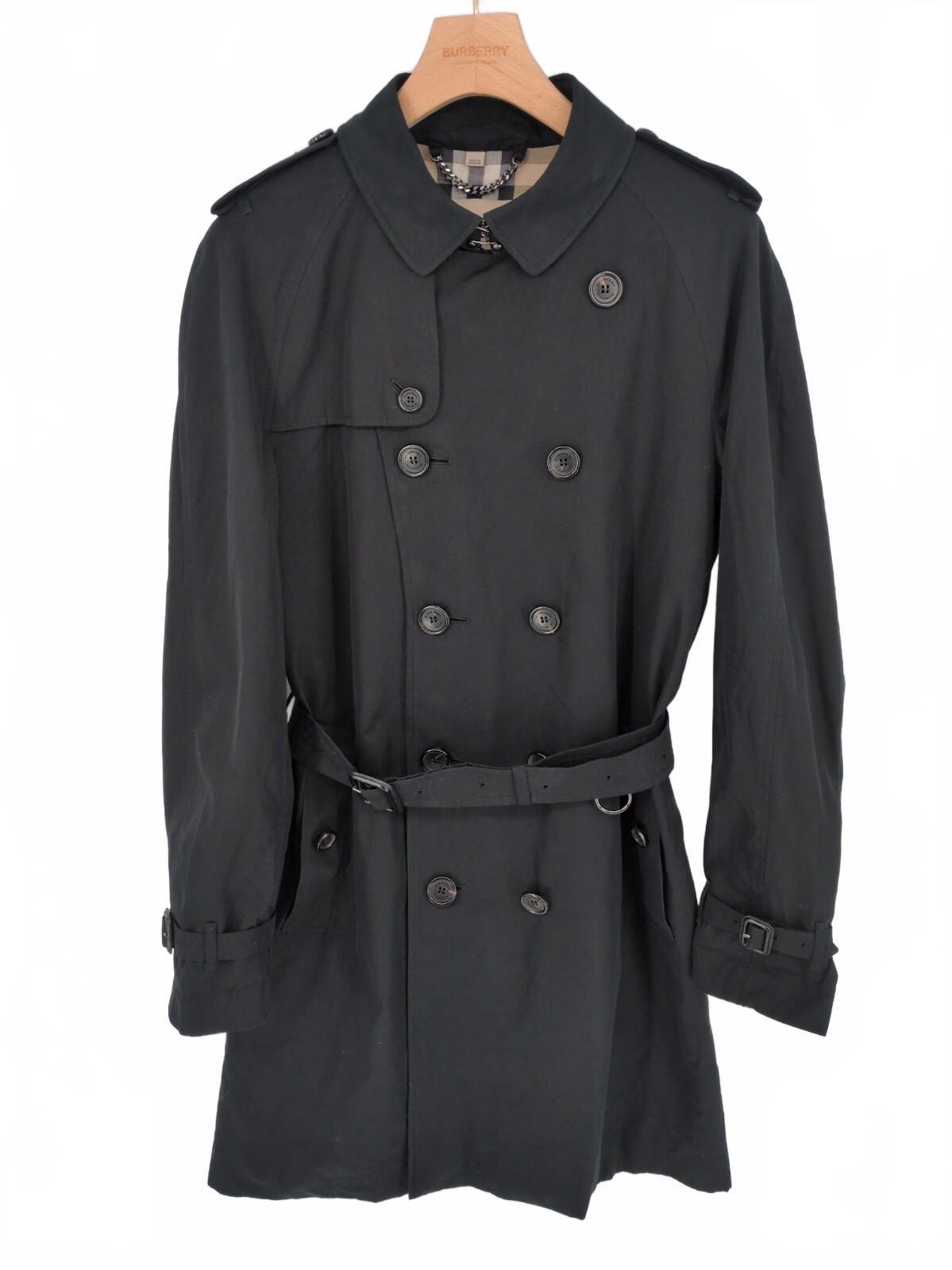Burberry Mens Black Trench Coat IT 50 The Wiltshire EU 40 Cotton Mid Length
