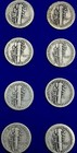 Lot of 8 Vintage Mercury Silver Dimes - 1935 Sharp Detail & 1936-S Mint Mark — photo 2