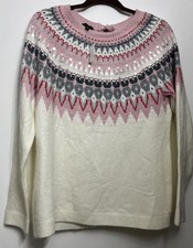 NWT Talbots Ivory Pink Sweater Acrylic Size Large. Very Soft.