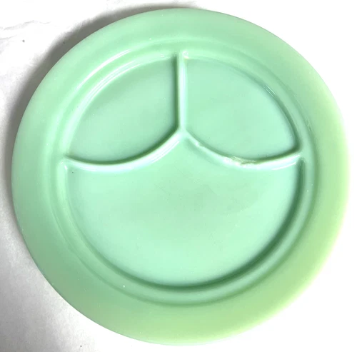 Fire King Jadeite Restaurant Ware 3-Part Grill Plate W/Damage 9.5"