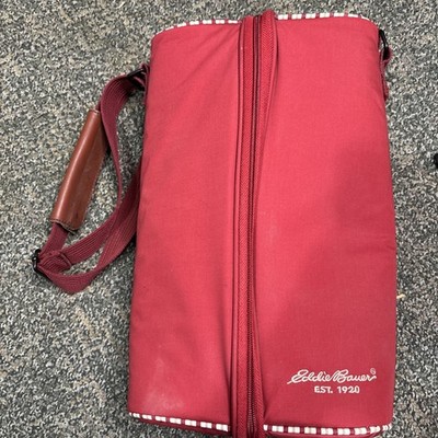 Eddie Bauer Insulated Wine Cooler Bag (Red) Includes 2 Cups, 2 Napkins Wine Key.