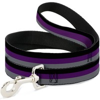 "Dog Leash 6-FEET Stripes Black/Purple/Gray Wide 1.5\" (Us Import)"