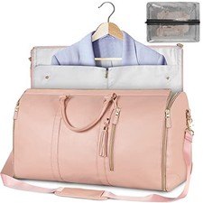 Carry On Garment Bag, Large PU Leather Duffle Bag for Women, Waterproof