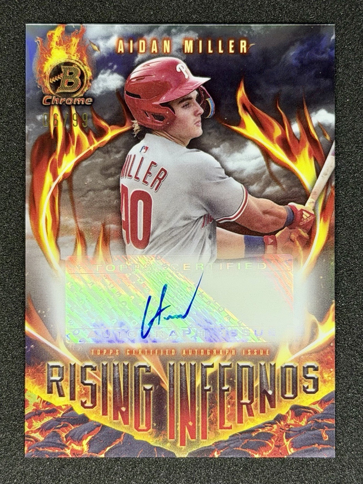 2024 Bowman Chrome Aidan Miller Rookie Auto /99 Rising Inferno🔥CENTERED & SHARP