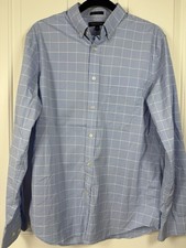 Banana Republic Men's Light Blue checkered Dress Shirt, Size Medium