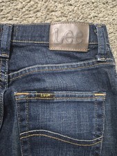 Lee Jeans Boys Size 12s Straight Fit Adjustable Waist Dark Denim