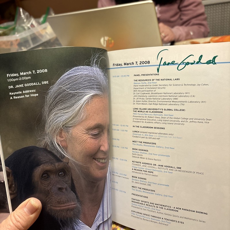 Jane Goodall signed Teaching & Learning Celebration 2008 Hilton, NY NEW