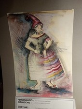 Vecchio Disegno Una Invitata In Maschera, Festa A Casa Di Olympe , Bozzetto .