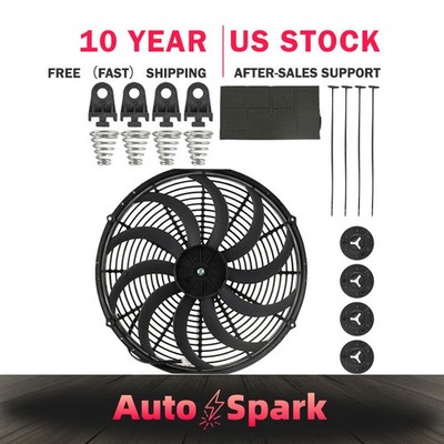 16'' Inch Universal Slim Push Pull Electric Radiator Cooling Fan 12V Mount Kit