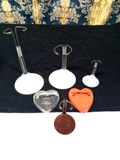 Doll Stands Miniature 4 Metal Upright 2 Heart Shape Base stands Lot Of 6 Total