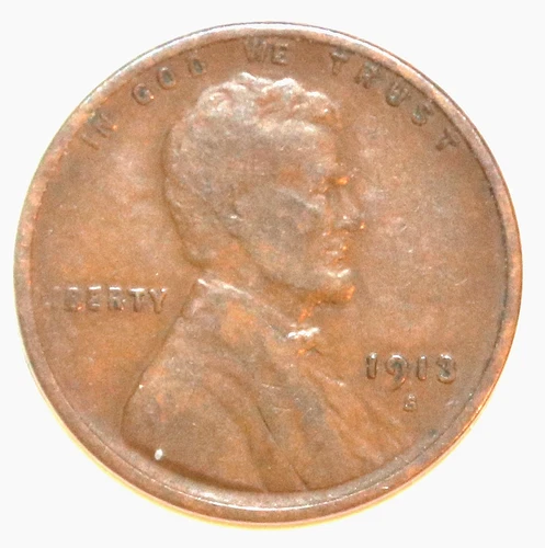 1913- S Lincoln Wheat Cent - Fine - #9110D - FREE SHIPPING