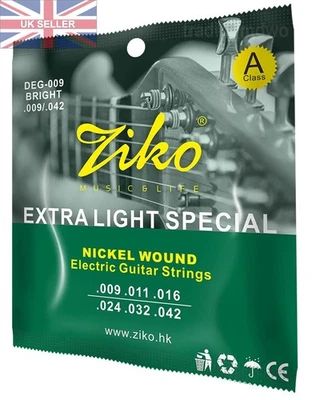 ZIKO ELECTRIC GUITAR STRINGS ✅SET OF 6 HIGH QUALITY STRINGS ✅ UK SELLER