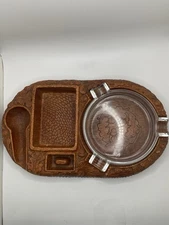 vintage Syroco faux wood /Resin cigar ashtray and pipe stand