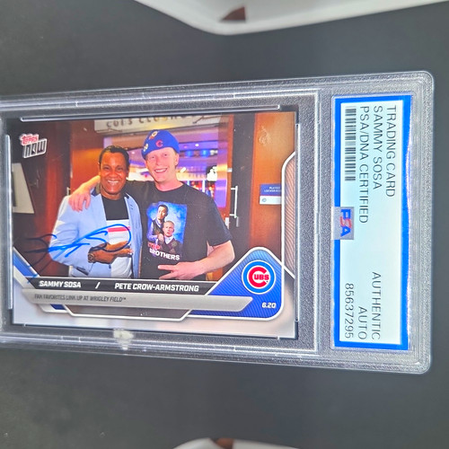 Topps Now 2025 #324 Sammy Sosa/Pete Crow-Armstrong Auto PSA 85637295