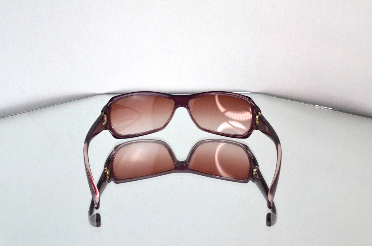 RARE Gucci Gold Horsebit Logo Sunglasses Burgundy/Amber Wrap Y2K