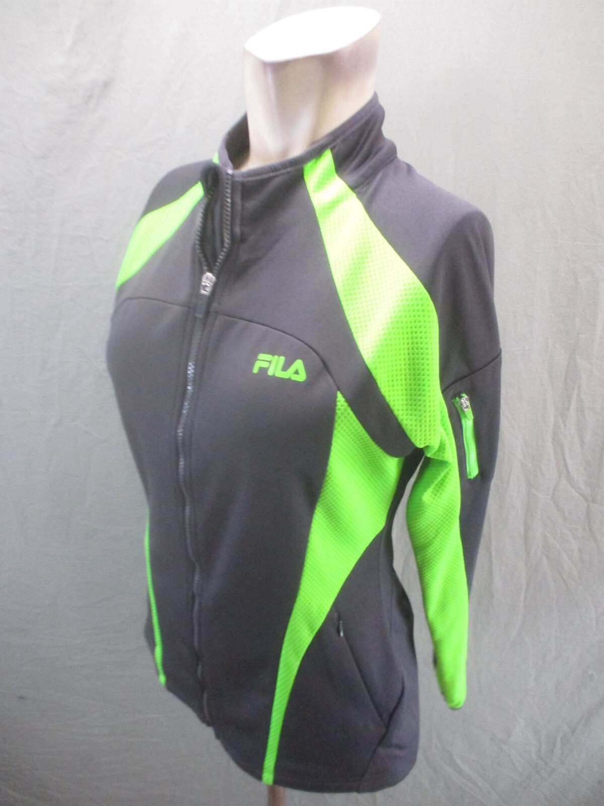 Giacca FILA taglia M donna nera full zip supporto colletto tasca slim calda pista 535