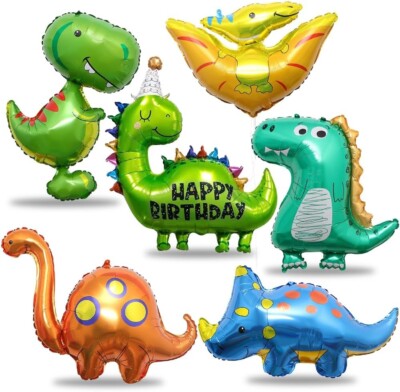 6er-Jurassic-Dino-Folieballon-Partydeko - Geburtatsgdeko - Jungen Geburtstag