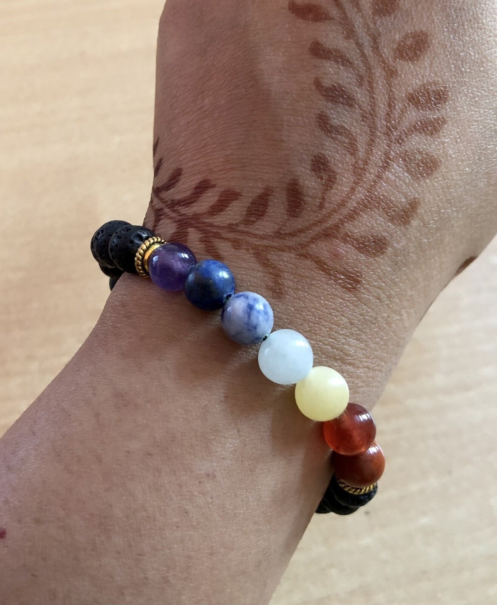 7 Chakra Bracelet Lava Rock, Reiki Feng Shui Healing Gem Stones 7 Chakra Bracelet Lava Rock, Reiki Feng Shui Healing Gem Stones