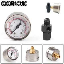 0-140psi Fuel Pressure Gauge Regulator Oil Press Gauge 1/8" NPT w/ 6AN Adapter