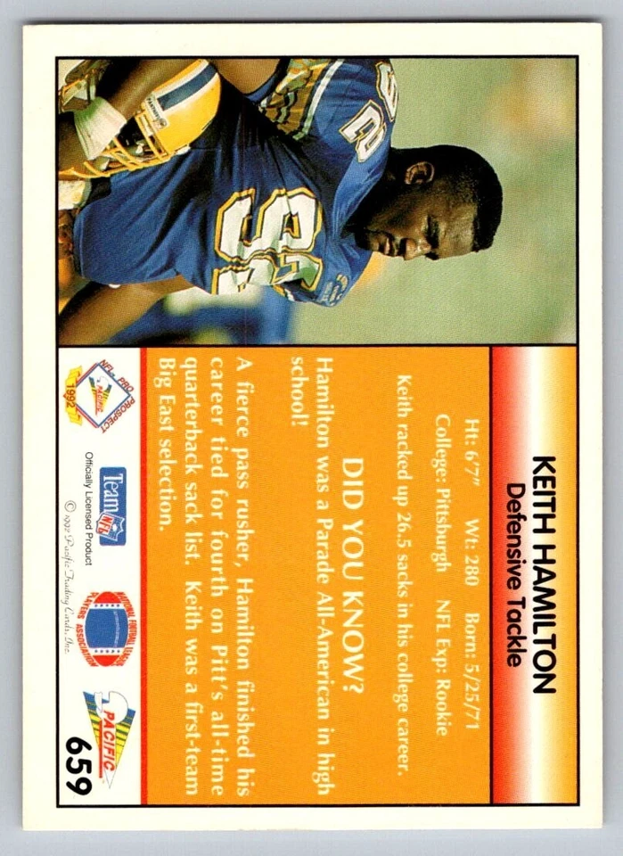 1991 Pacific - #659 Keith Hamilton - Image 2 of 2