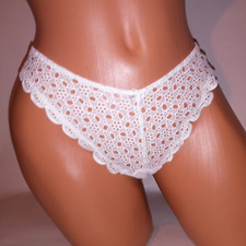Victoria Secret Panty Brazilian Small White Eyelet Lace Sheer Back Dream Angels