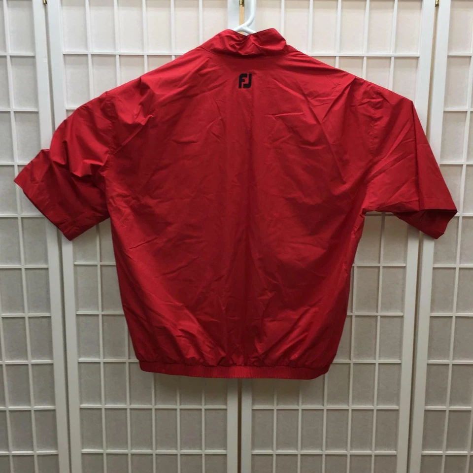 Foot Joy Dry Joys Rain Shirt Jacket Men's Sz Large Short Sleeve Red Black Lined — 第 2/4 张图片