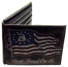 Don't Tread On Me Bifold Wallet Vegan Leather Flag Credit Card Slots Gift Box