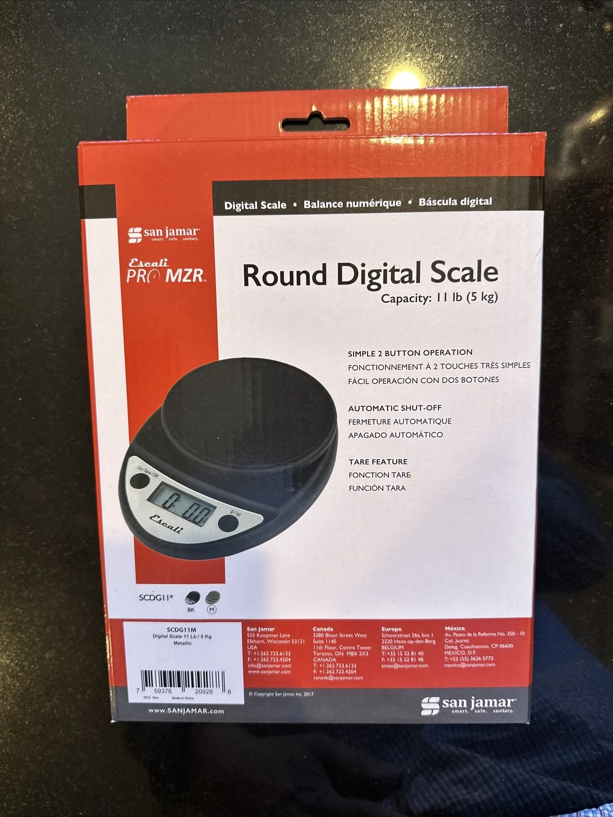 San Jamar SCDGP11M Professional Round Digital Food / Kitchen Scale, 11 LB ~ New