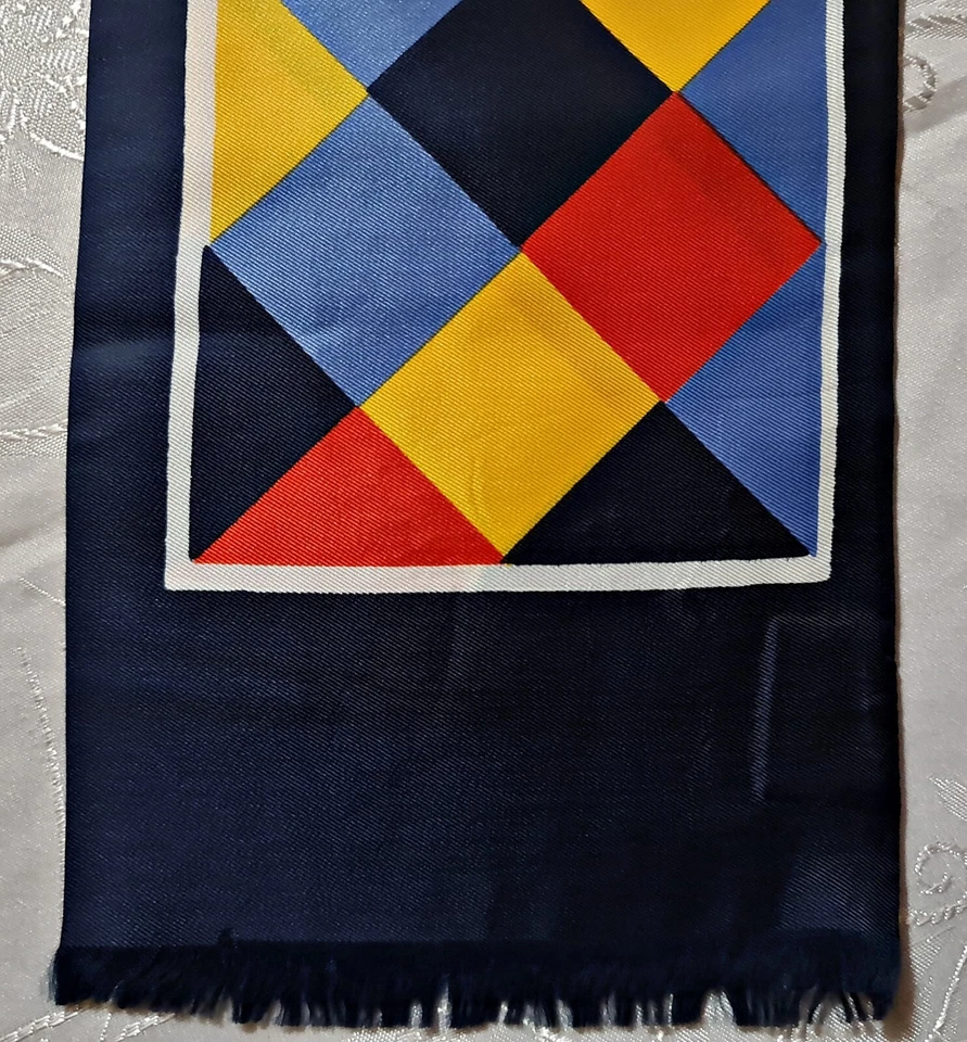 BUFANDA CABALLERO VINTAGE AUTÉNTICA ARTE A CUADROS AZUL AMARILLO ROJO RAYÓN DOBLE LARGO PARA HOMBRE Foto 2 de 3