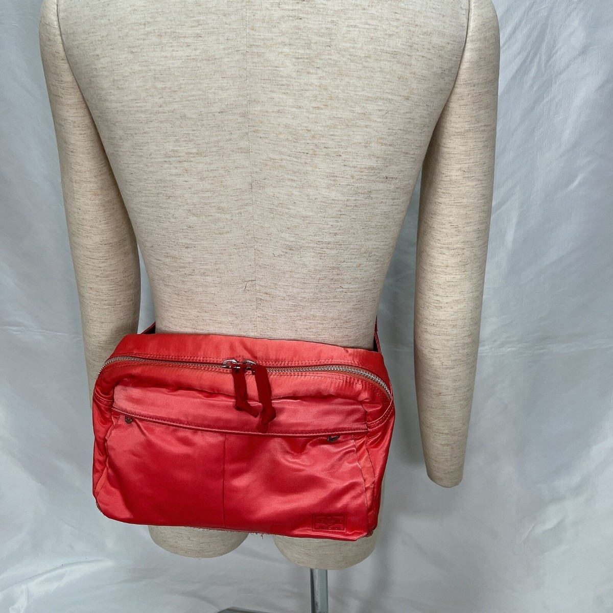 Yoshida Porter FADE shoulder Bag waist bag Red Good Condition 