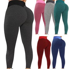 Women High Waist Yoga Pants Anti-Cellulite Leggings Push Up Ruched Gym Quick Dry
