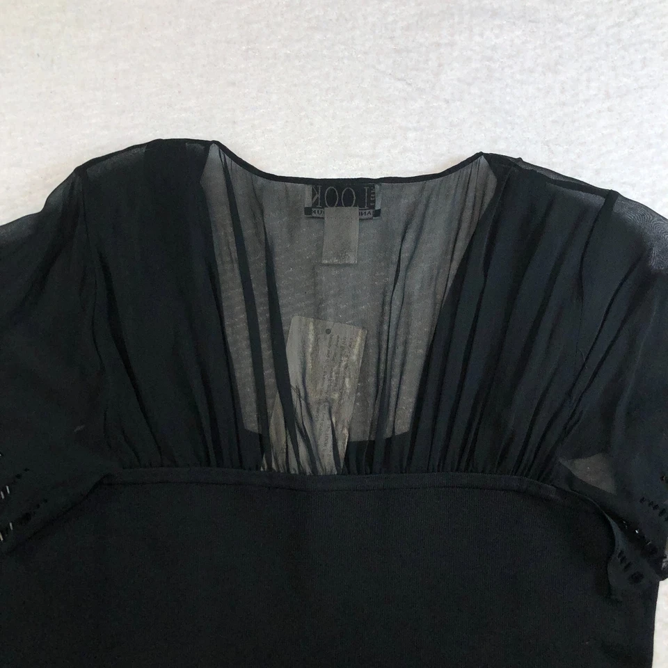 Top The Look by Randolph Duke para mujer mezcla de seda talla L manga corta con cuentas nuevo con etiquetas Foto 4 de 4