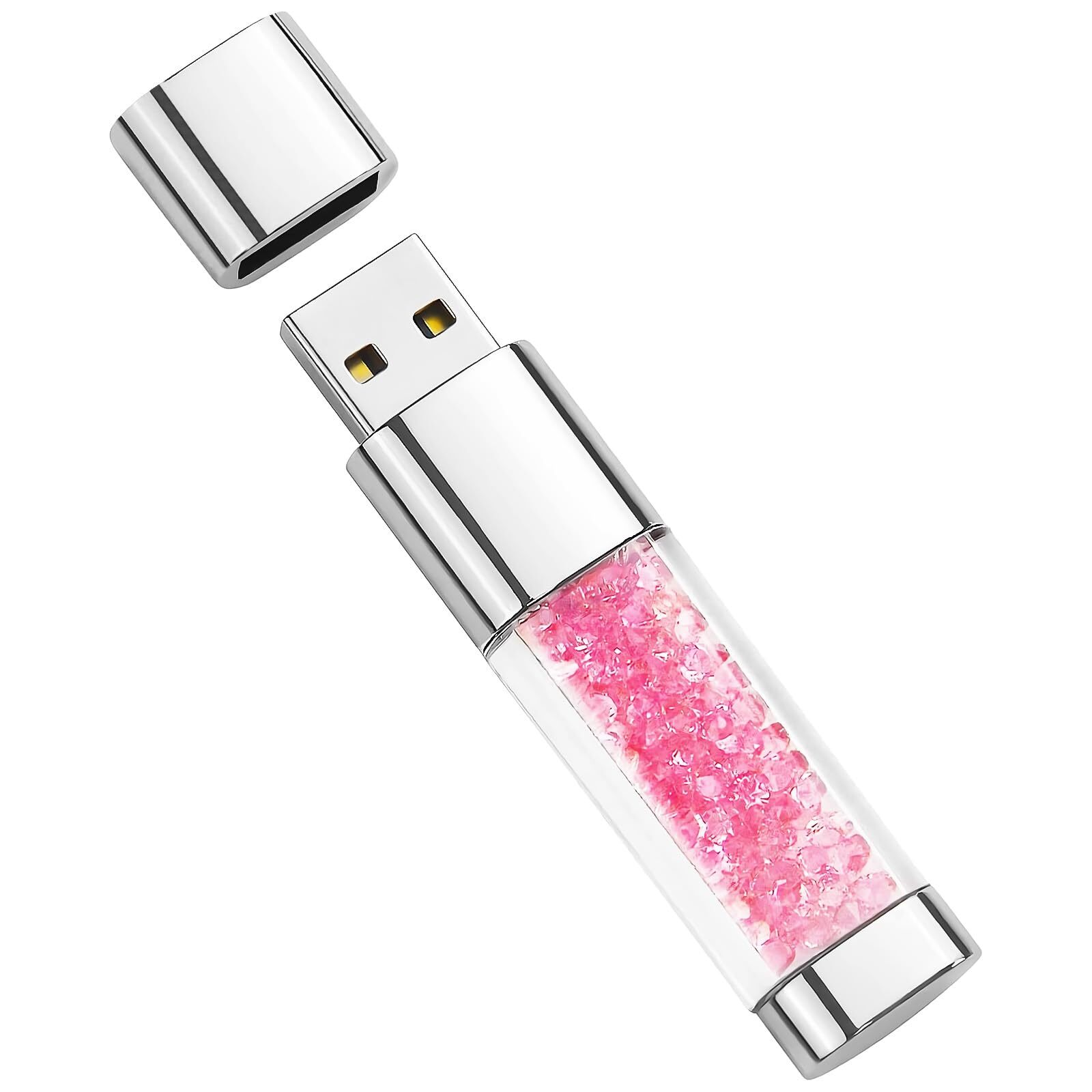 USB Flash Drive 32GB, BorlterClamp Cute Pink Crystal Thumb Drive Novelty Pen ...-image